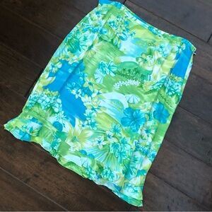 Lime Green, Blue, & White Tropical Print 🌴 Skirt - Size 12
